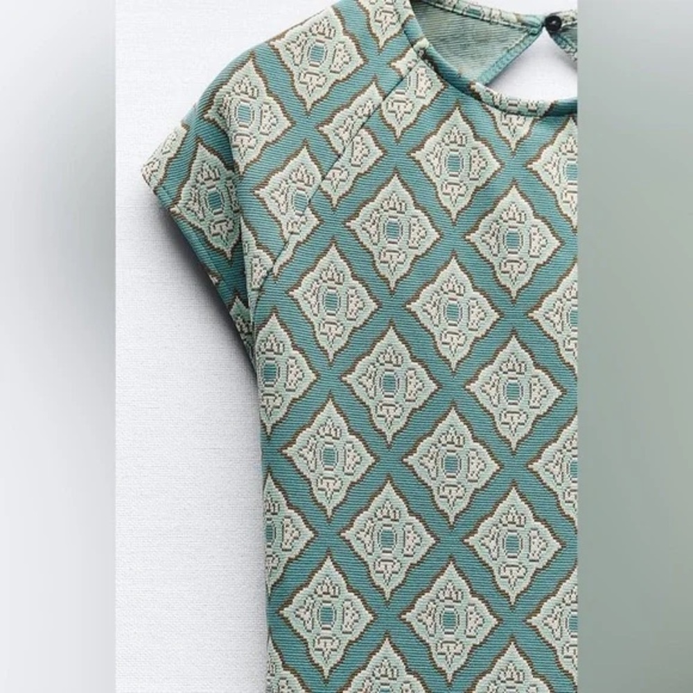 ZARA | FITTED JACQUARD DRESS GREENS VARIOUS SIZES AVAILABLE - Picture 5 of 7